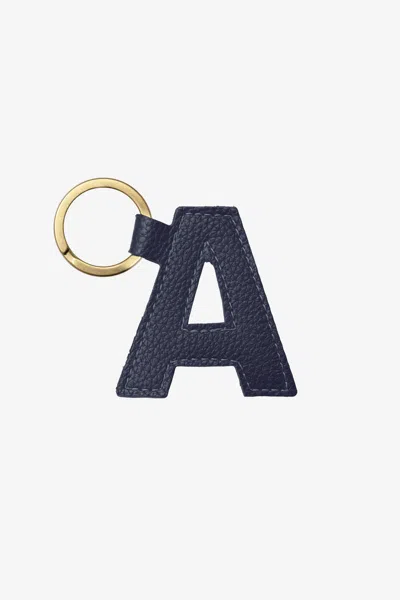 Los Angeles Apparel Rlh520 - Leather Alphabet Keychain In A Navy