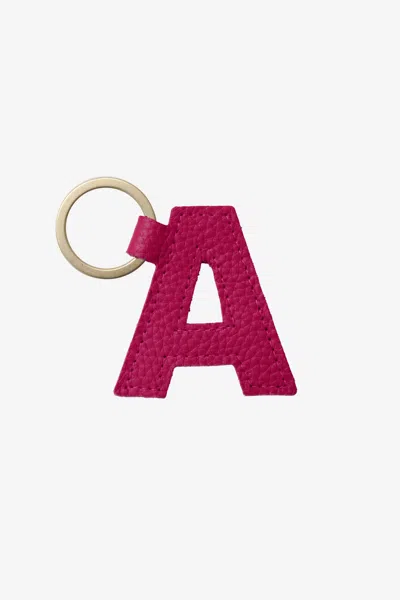 Los Angeles Apparel Rlh520 - Leather Alphabet Keychain In Pink
