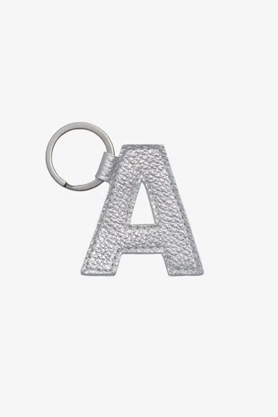 Los Angeles Apparel Rlh520 - Leather Alphabet Keychain In A Silver Foil