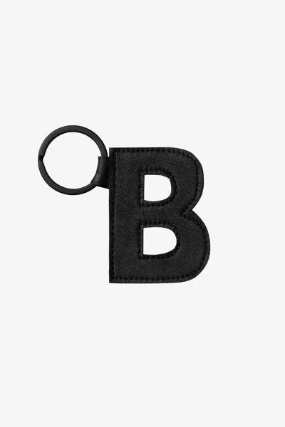 Los Angeles Apparel Rlh520 - Leather Alphabet Keychain In B Black