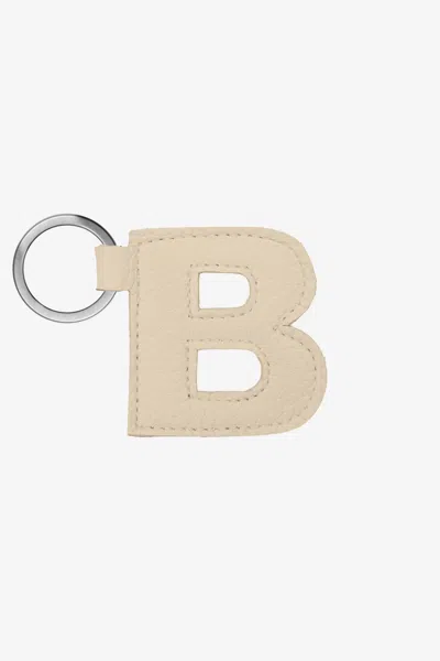 Los Angeles Apparel Rlh520 - Leather Alphabet Keychain In Neutral