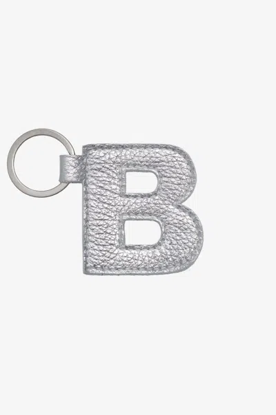 Los Angeles Apparel Rlh520 - Leather Alphabet Keychain In Gray