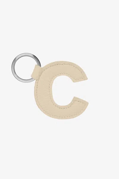 Los Angeles Apparel Rlh520 - Leather Alphabet Keychain In C Bone