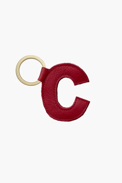 Los Angeles Apparel Rlh520 - Leather Alphabet Keychain In C Cherry Red