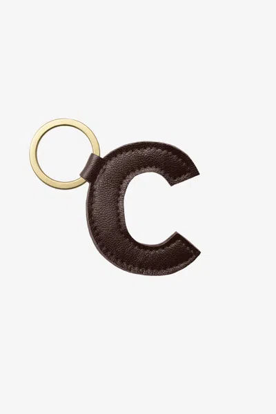 Los Angeles Apparel Rlh520 - Leather Alphabet Keychain In C Espresso