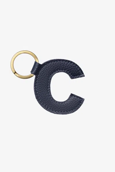 Los Angeles Apparel Rlh520 - Leather Alphabet Keychain In C Navy