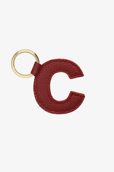 Los Angeles Apparel Rlh520 - Leather Alphabet Keychain In C Oxblood
