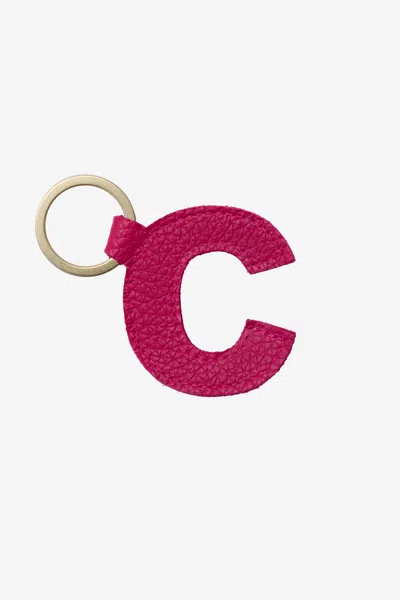 Los Angeles Apparel Rlh520 - Leather Alphabet Keychain In C Raspberry