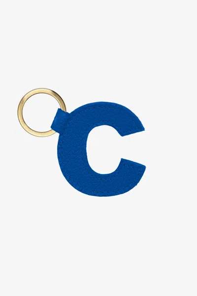 Los Angeles Apparel Rlh520 - Leather Alphabet Keychain In C Royal