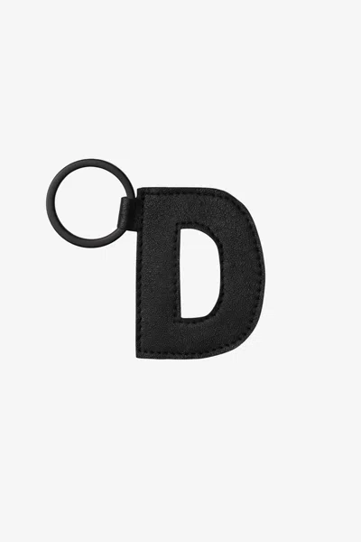 Los Angeles Apparel Rlh520 - Leather Alphabet Keychain In D Black