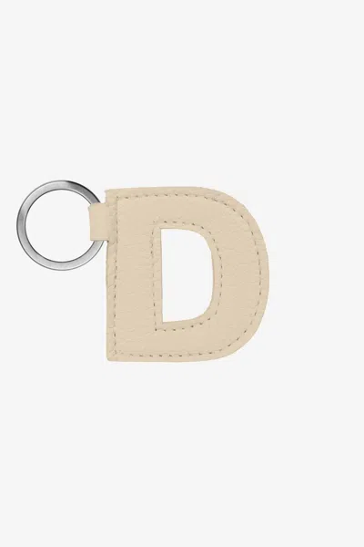 Los Angeles Apparel Rlh520 - Leather Alphabet Keychain In D Bone