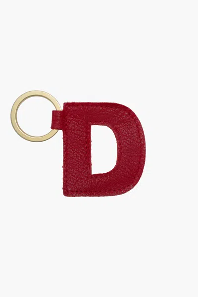 Los Angeles Apparel Rlh520 - Leather Alphabet Keychain In D Cherry Red