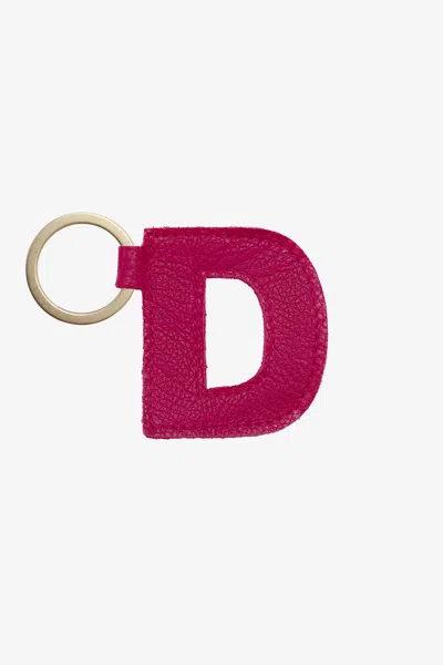 Los Angeles Apparel Rlh520 - Leather Alphabet Keychain In D Raspberry