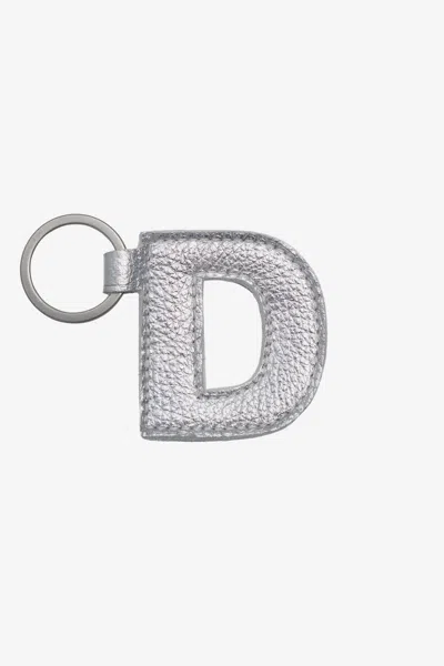 Los Angeles Apparel Rlh520 - Leather Alphabet Keychain In D Silver Foil