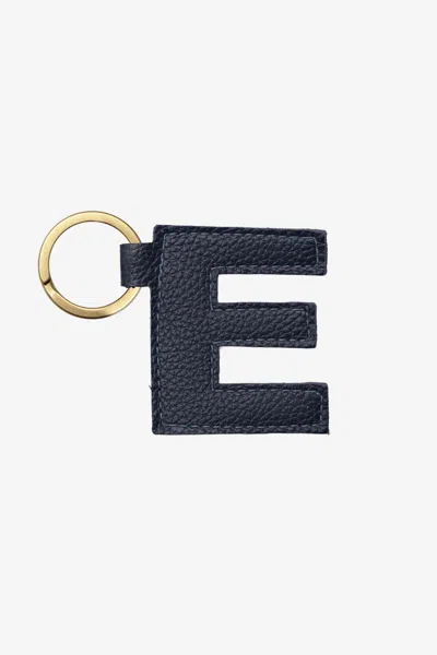 Los Angeles Apparel Rlh520 - Leather Alphabet Keychain In E Navy