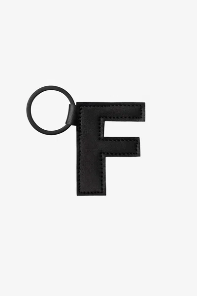 Los Angeles Apparel Rlh520 - Leather Alphabet Keychain In Black