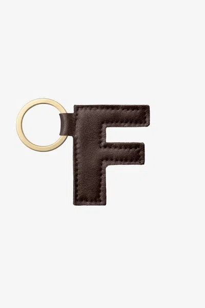 Los Angeles Apparel Rlh520 - Leather Alphabet Keychain In Brown