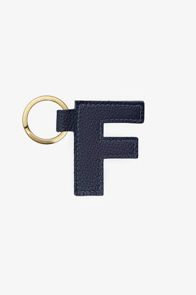 Los Angeles Apparel Rlh520 - Leather Alphabet Keychain In F Navy