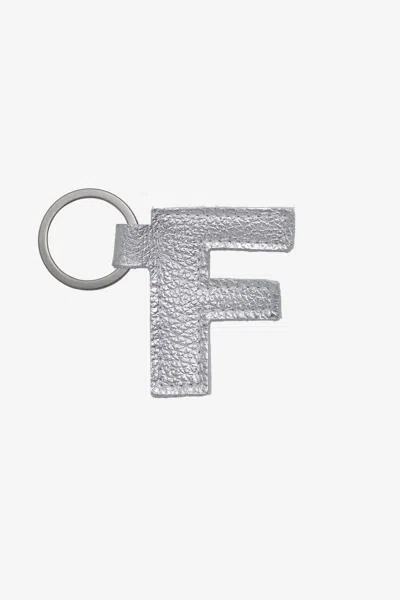 Los Angeles Apparel Rlh520 - Leather Alphabet Keychain In F Silver Foil