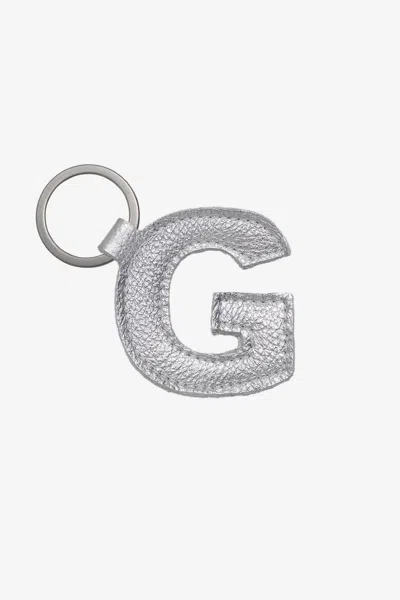 Los Angeles Apparel Rlh520 - Leather Alphabet Keychain In G Silver Foil