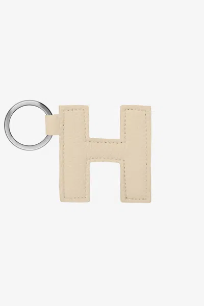Los Angeles Apparel Rlh520 - Leather Alphabet Keychain In Gray