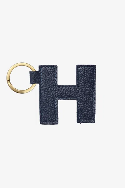 Los Angeles Apparel Rlh520 - Leather Alphabet Keychain In H Navy