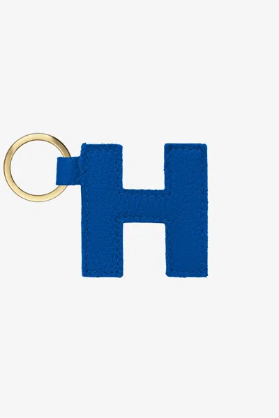 Los Angeles Apparel Rlh520 - Leather Alphabet Keychain In Blue