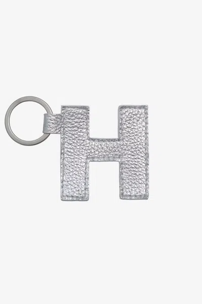 Los Angeles Apparel Rlh520 - Leather Alphabet Keychain In H Silver Foil