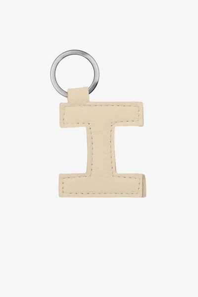 Los Angeles Apparel Rlh520 - Leather Alphabet Keychain In I Bone