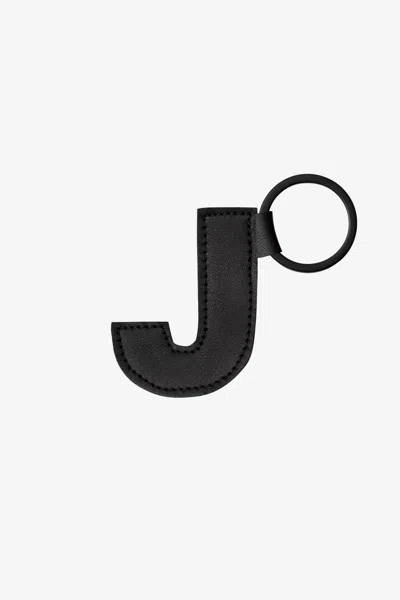 Los Angeles Apparel Rlh520 - Leather Alphabet Keychain In J Black