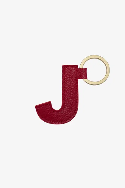 Los Angeles Apparel Rlh520 - Leather Alphabet Keychain In J Cherry Red
