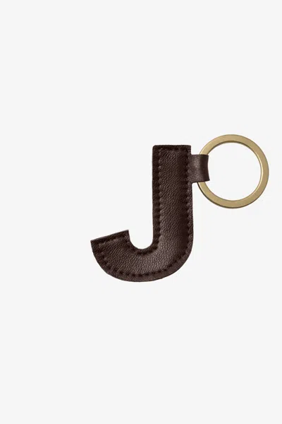 Los Angeles Apparel Rlh520 - Leather Alphabet Keychain In Brown