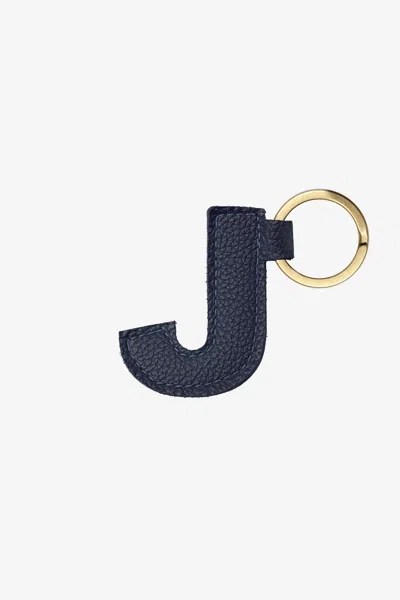 Los Angeles Apparel Rlh520 - Leather Alphabet Keychain In J Navy