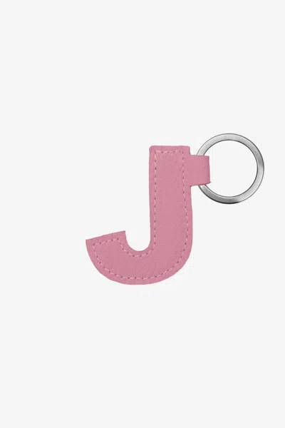 Los Angeles Apparel Rlh520 - Leather Alphabet Keychain In Pink