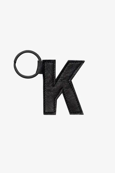 Los Angeles Apparel Rlh520 - Leather Alphabet Keychain In K Black