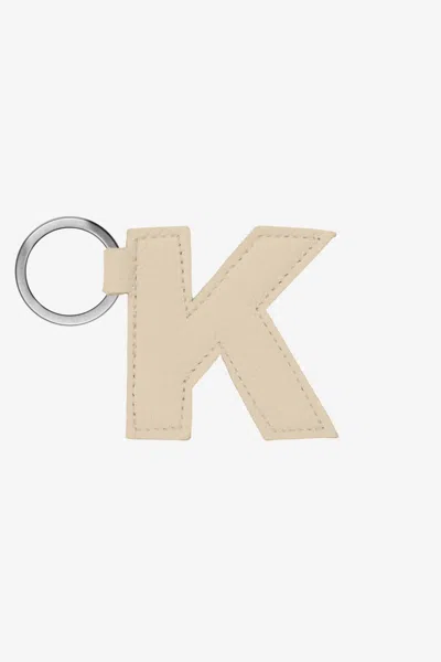 Los Angeles Apparel Rlh520 - Leather Alphabet Keychain In K Bone