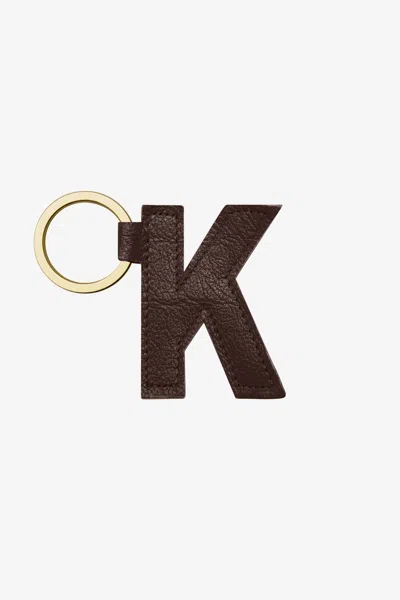 Los Angeles Apparel Rlh520 - Leather Alphabet Keychain In Brown