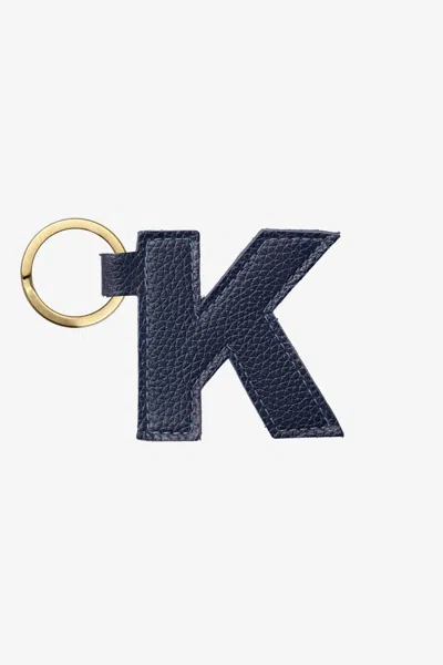 Los Angeles Apparel Rlh520 - Leather Alphabet Keychain In Blue