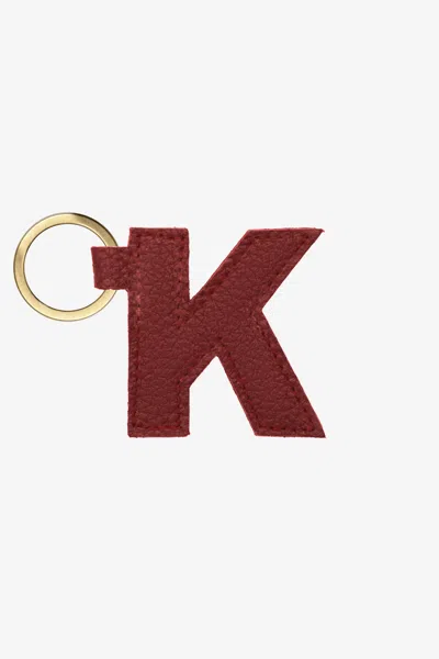 Los Angeles Apparel Rlh520 - Leather Alphabet Keychain In Red