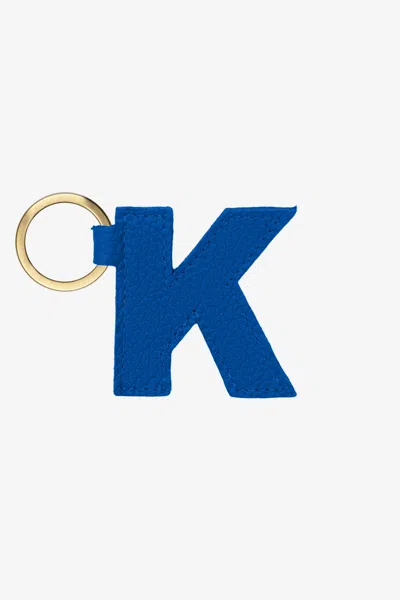 Los Angeles Apparel Rlh520 - Leather Alphabet Keychain In Blue