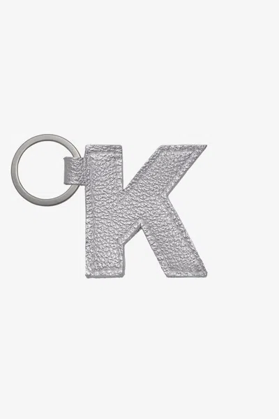 Los Angeles Apparel Rlh520 - Leather Alphabet Keychain In Metallic