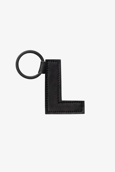 Los Angeles Apparel Rlh520 - Leather Alphabet Keychain In L Black