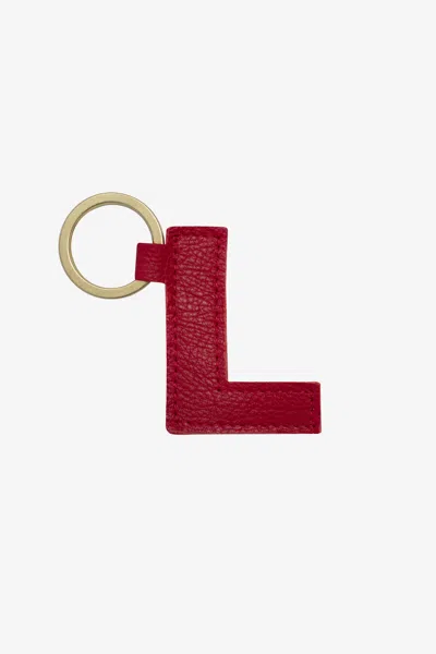 Los Angeles Apparel Rlh520 - Leather Alphabet Keychain In L Cherry Red