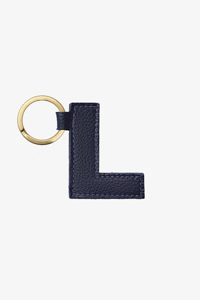 Los Angeles Apparel Rlh520 - Leather Alphabet Keychain In L Navy