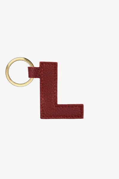 Los Angeles Apparel Rlh520 - Leather Alphabet Keychain In Red