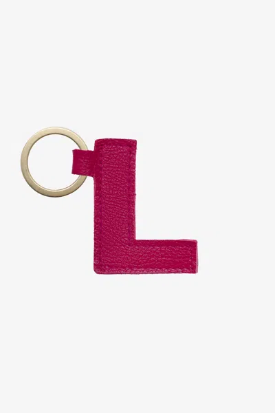 Los Angeles Apparel Rlh520 - Leather Alphabet Keychain In L Raspberry
