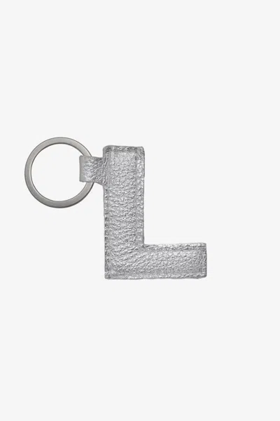 Los Angeles Apparel Rlh520 - Leather Alphabet Keychain In L Silver Foil