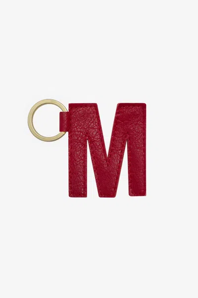 Los Angeles Apparel Rlh520 - Leather Alphabet Keychain In M Cherry Red