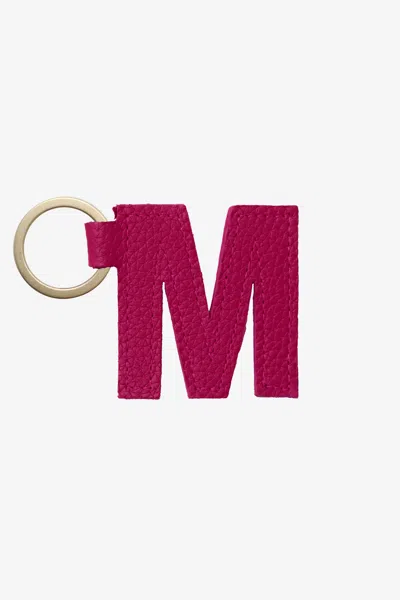 Los Angeles Apparel Rlh520 - Leather Alphabet Keychain In Pink