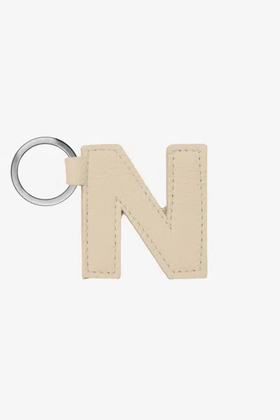 Los Angeles Apparel Rlh520 - Leather Alphabet Keychain In N Bone